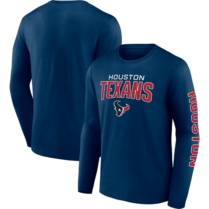 Men's Navy Houston Texans Go The Distance Long Sleeve T-Shirt